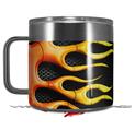 Skin Decal Wrap for Yeti Coffee Mug 14oz Metal Flames - 14 oz CUP NOT INCLUDED by WraptorSkinz