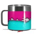 Skin Decal Wrap for Yeti Coffee Mug 14oz Ripped Colors Hot Pink Neon Teal - 14 oz CUP NOT INCLUDED by WraptorSkinz