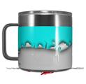 Skin Decal Wrap for Yeti Coffee Mug 14oz Ripped Colors Neon Teal Gray - 14 oz CUP NOT INCLUDED by WraptorSkinz