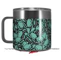 Skin Decal Wrap for Yeti Coffee Mug 14oz Scattered Skulls Seafoam Green - 14 oz CUP NOT INCLUDED by WraptorSkinz