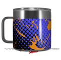 Skin Decal Wrap for Yeti Coffee Mug 14oz Halftone Splatter Orange Blue - 14 oz CUP NOT INCLUDED by WraptorSkinz