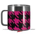 Skin Decal Wrap for Yeti Coffee Mug 14oz Houndstooth Hot Pink on Black - 14 oz CUP NOT INCLUDED by WraptorSkinz