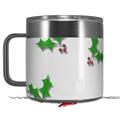 Skin Decal Wrap for Yeti Coffee Mug 14oz Christmas Holly Leaves on White - 14 oz CUP NOT INCLUDED by WraptorSkinz