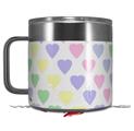 Skin Decal Wrap for Yeti Coffee Mug 14oz Pastel Hearts on White - 14 oz CUP NOT INCLUDED by WraptorSkinz