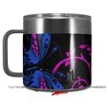 Skin Decal Wrap for Yeti Coffee Mug 14oz Twisted Garden Hot Pink and Blue - 14 oz CUP NOT INCLUDED by WraptorSkinz