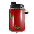 Skin Decal Wrap for Yeti Half Gallon Jug Christmas Holly Leaves on Red - JUG NOT INCLUDED by WraptorSkinz