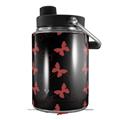 Skin Decal Wrap for Yeti Half Gallon Jug Pastel Butterflies Red on Black - JUG NOT INCLUDED by WraptorSkinz