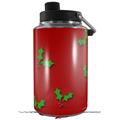 Skin Decal Wrap for Yeti 1 Gallon Jug Christmas Holly Leaves on Red - JUG NOT INCLUDED by WraptorSkinz