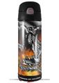 Skin Decal Wrap for Thermos Funtainer 16oz Bottle Chrome Skull on Fire (BOTTLE NOT INCLUDED) by WraptorSkinz