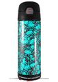 Skin Decal Wrap for Thermos Funtainer 16oz Bottle Scattered Skulls Neon Teal (BOTTLE NOT INCLUDED) by WraptorSkinz