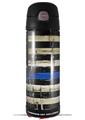 Skin Decal Wrap for Thermos Funtainer 16oz Bottle Painted Faded Cracked Blue Line Stripe USA American Flag (BOTTLE NOT INCLUDED) by WraptorSkinz