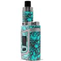 Skin Decal Wraps for Smok AL85 Alien Baby Scattered Skulls Neon Teal VAPE NOT INCLUDED