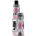 Skin Decal Wraps for Smok AL85 Alien Baby Argyle Pink and Gray VAPE NOT INCLUDED