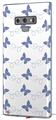 Decal style Skin Wrap compatible with Samsung Galaxy Note 9 Pastel Butterflies Blue on White