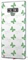 Decal style Skin Wrap compatible with Samsung Galaxy Note 9 Pastel Butterflies Green on White