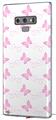 Decal style Skin Wrap compatible with Samsung Galaxy Note 9 Pastel Butterflies Pink on White