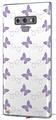 Decal style Skin Wrap compatible with Samsung Galaxy Note 9 Pastel Butterflies Purple on White