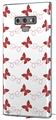 Decal style Skin Wrap compatible with Samsung Galaxy Note 9 Pastel Butterflies Red on White
