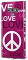 Decal style Skin Wrap compatible with Samsung Galaxy Note 9 Love and Peace Hot Pink