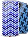 2 Decal style Skin Wraps set compatible with Apple iPhone X and XS Zig Zag Blues