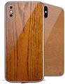 2 Decal style Skin Wraps set compatible with Apple iPhone X and XS Wood Grain - Oak 01