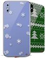 2 Decal style Skin Wraps set compatible with Apple iPhone X and XS Snowflakes