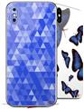 2 Decal style Skin Wraps set compatible with Apple iPhone X and XS Triangle Mosaic Blue