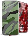 2 Decal style Skin Wraps set compatible with Apple iPhone X and XS Camouflage Green