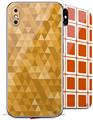 2 Decal style Skin Wraps set compatible with Apple iPhone X and XS Triangle Mosaic Orange