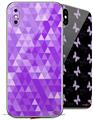 2 Decal style Skin Wraps set compatible with Apple iPhone X and XS Triangle Mosaic Purple