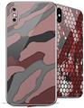 2 Decal style Skin Wraps set compatible with Apple iPhone X and XS Camouflage Pink
