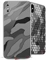 2 Decal style Skin Wraps set compatible with Apple iPhone X and XS Camouflage Gray