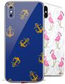2 Decal style Skin Wraps set compatible with Apple iPhone X and XS Anchors Away Blue