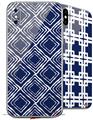 2 Decal style Skin Wraps set compatible with Apple iPhone X and XS Wavey Navy Blue