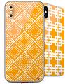 2 Decal style Skin Wraps set compatible with Apple iPhone X and XS Wavey Orange