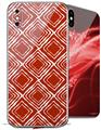 2 Decal style Skin Wraps set compatible with Apple iPhone X and XS Wavey Red Dark