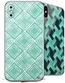 2 Decal style Skin Wraps set compatible with Apple iPhone X and XS Wavey Seafoam Green