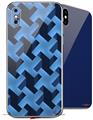 2 Decal style Skin Wraps set compatible with Apple iPhone X and XS Retro Houndstooth Blue