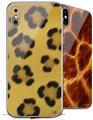 2 Decal style Skin Wraps set compatible with Apple iPhone X and XS Leopard Skin