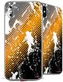 2 Decal style Skin Wraps set compatible with Apple iPhone X and XS Halftone Splatter White Orange