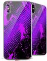 2 Decal style Skin Wraps set compatible with Apple iPhone X and XS Halftone Splatter Hot Pink Purple