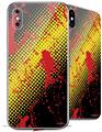 2 Decal style Skin Wraps set compatible with Apple iPhone X and XS Halftone Splatter Yellow Red