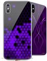 2 Decal style Skin Wraps set compatible with Apple iPhone X and XS HEX Purple