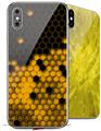 2 Decal style Skin Wraps set compatible with Apple iPhone X and XS HEX Yellow