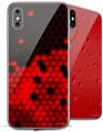 2 Decal style Skin Wraps set compatible with Apple iPhone X and XS HEX Red