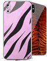 2 Decal style Skin Wraps set compatible with Apple iPhone X and XS Zebra Skin Pink