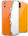2 Decal style Skin Wraps set compatible with Apple iPhone X and XS Ripped Colors Orange White