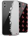 2 Decal style Skin Wraps set compatible with Apple iPhone X and XS Ripped Colors Black Gray