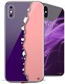2 Decal style Skin Wraps set compatible with Apple iPhone X and XS Ripped Colors Purple Pink