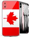 2 Decal style Skin Wraps set compatible with Apple iPhone X and XS Canadian Canada Flag
